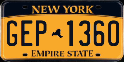 NY license plate GEP1360
