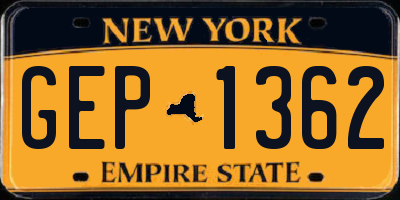 NY license plate GEP1362