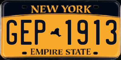 NY license plate GEP1913