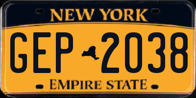 NY license plate GEP2038