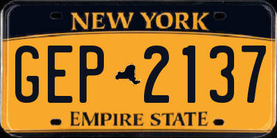 NY license plate GEP2137