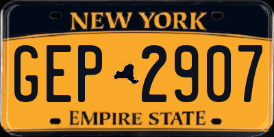 NY license plate GEP2907