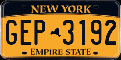 NY license plate GEP3192