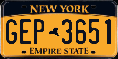 NY license plate GEP3651