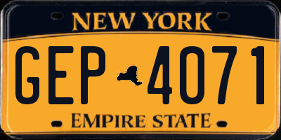 NY license plate GEP4071