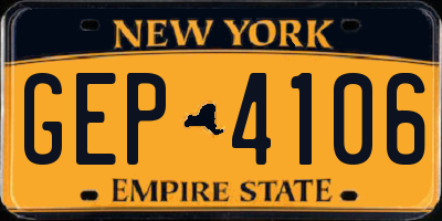 NY license plate GEP4106