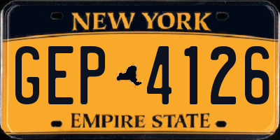 NY license plate GEP4126