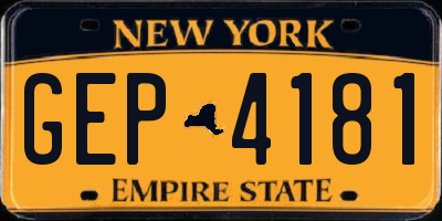 NY license plate GEP4181