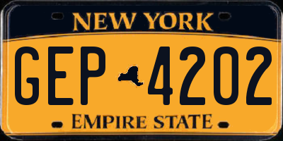 NY license plate GEP4202
