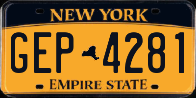 NY license plate GEP4281