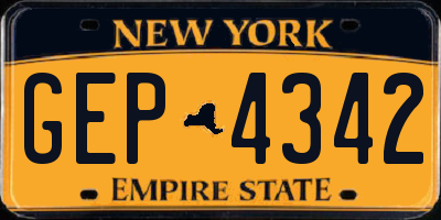 NY license plate GEP4342