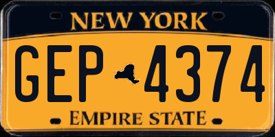 NY license plate GEP4374