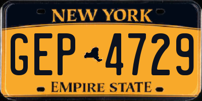 NY license plate GEP4729