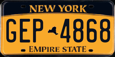 NY license plate GEP4868