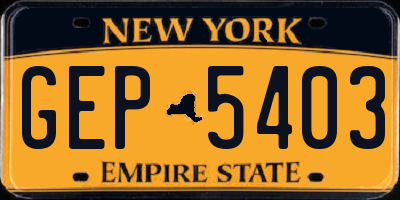 NY license plate GEP5403