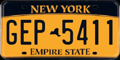 NY license plate GEP5411