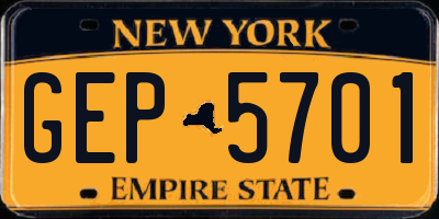 NY license plate GEP5701