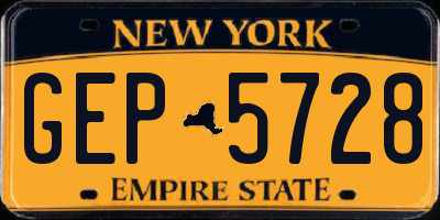 NY license plate GEP5728