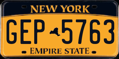 NY license plate GEP5763