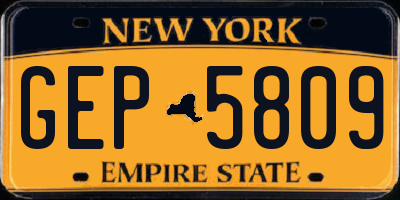 NY license plate GEP5809