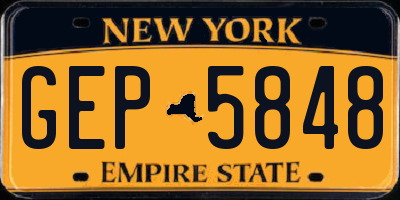NY license plate GEP5848