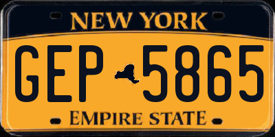 NY license plate GEP5865