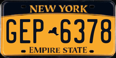NY license plate GEP6378