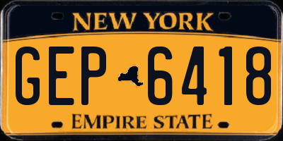 NY license plate GEP6418
