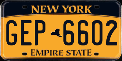 NY license plate GEP6602