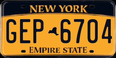 NY license plate GEP6704