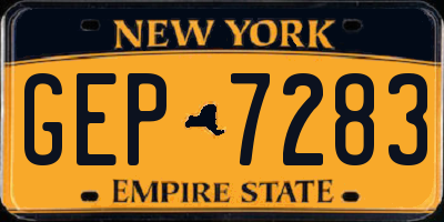 NY license plate GEP7283