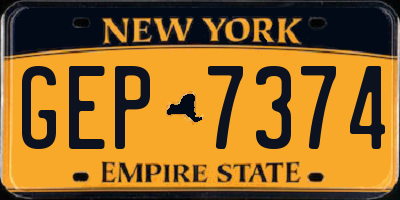 NY license plate GEP7374