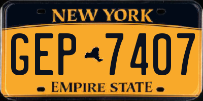 NY license plate GEP7407