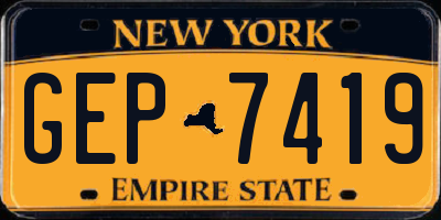 NY license plate GEP7419