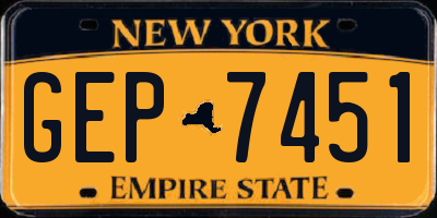 NY license plate GEP7451
