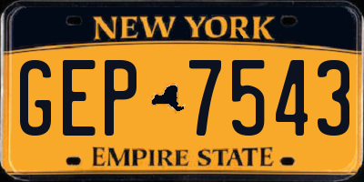 NY license plate GEP7543