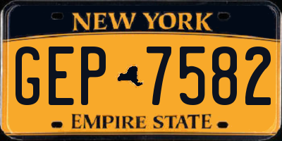 NY license plate GEP7582