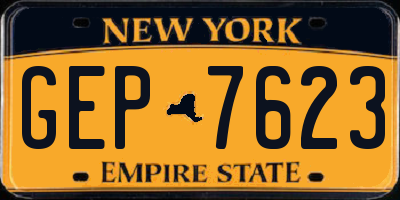 NY license plate GEP7623