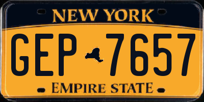 NY license plate GEP7657