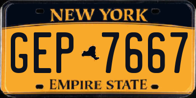 NY license plate GEP7667