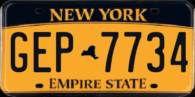 NY license plate GEP7734
