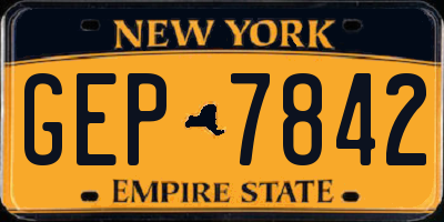 NY license plate GEP7842