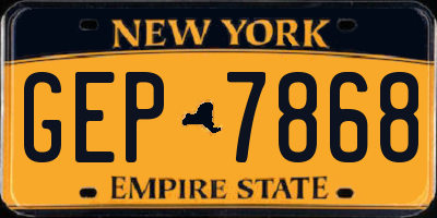 NY license plate GEP7868