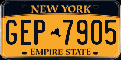 NY license plate GEP7905