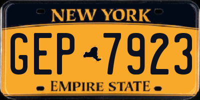 NY license plate GEP7923