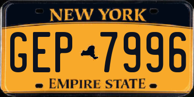 NY license plate GEP7996