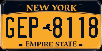 NY license plate GEP8118