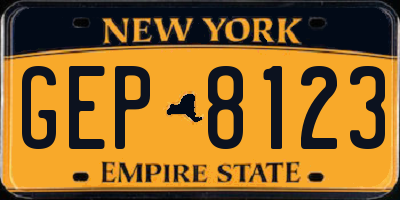 NY license plate GEP8123