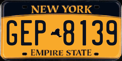 NY license plate GEP8139
