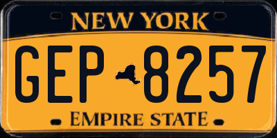 NY license plate GEP8257